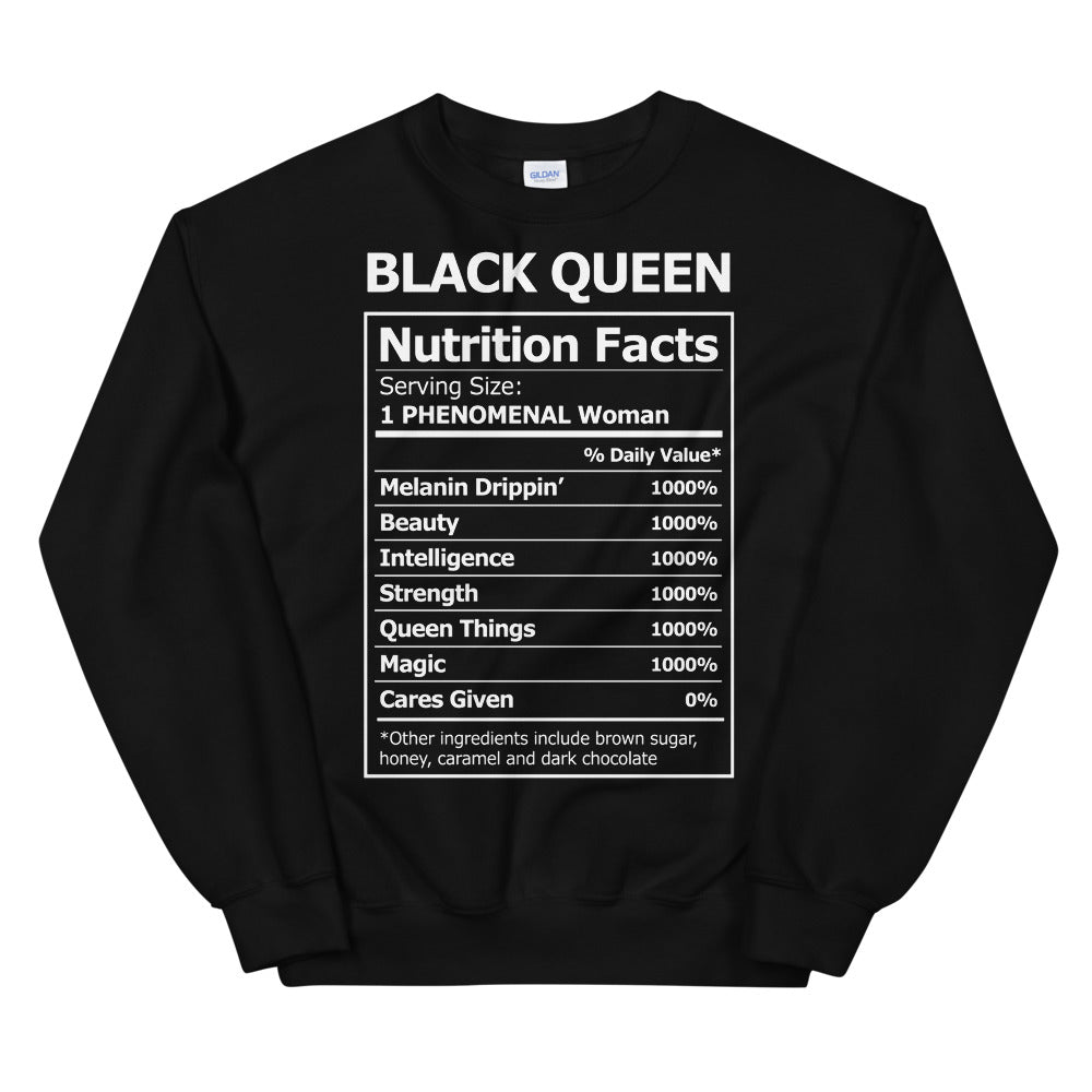 Black Queen Nutrition Facts - Sweatshirt