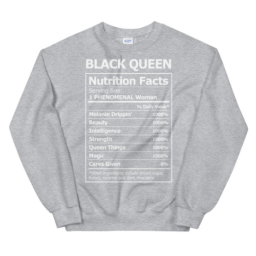 Black Queen Nutrition Facts - Sweatshirt